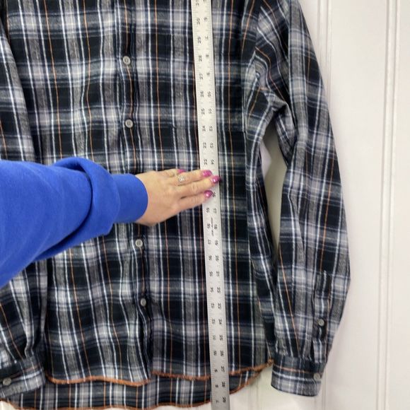 Carbon 2 Cobalt Men Long Sleeve Button Plaid Check Cotton Flannel Shirt Size L - Picture 7 of 8